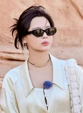 高级感复古猫眼墨镜女防晒太阳镜