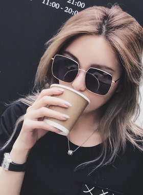 墨镜墨镜黑色大框偏光显瘦太阳镜