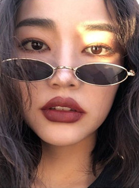 猫眼复古风红色小脸窄框太阳镜