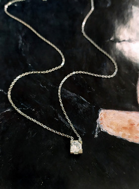 红豆夫人钛钢18K金色方钻项链洗澡不用摘气质款小众高级感锁骨链