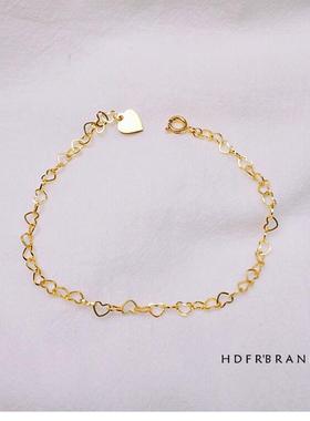 手作百搭超仙欧美18K金色高级镂空心形拼接手链爱心闺蜜圣诞礼物