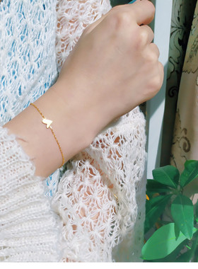 定制迷你18K金色小爱心简约百搭细手链女不掉色小众设计精致礼物