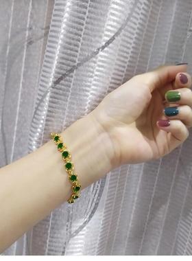 小众设计镀18K金色绿色锆石手链 女精致高级感简约气质新中式手串