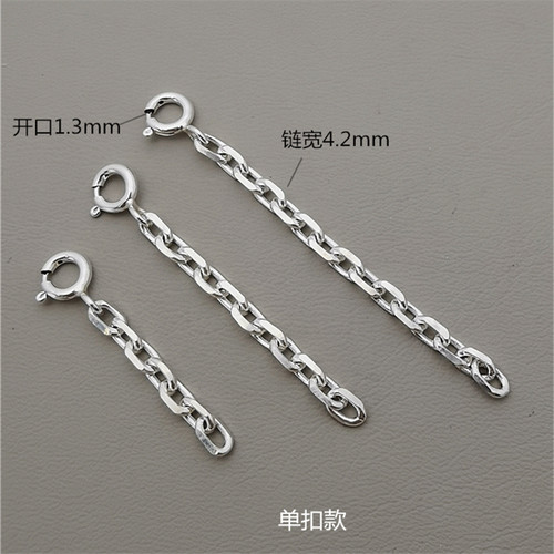 925纯银延长链加长扣DIY项链手串双扣链配件太角链粗4mm新款潮 - 图1