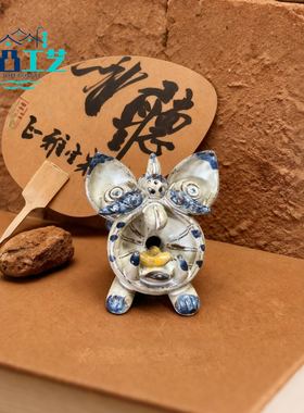 凹凸工艺云南巍山非遗瓦猫摆件