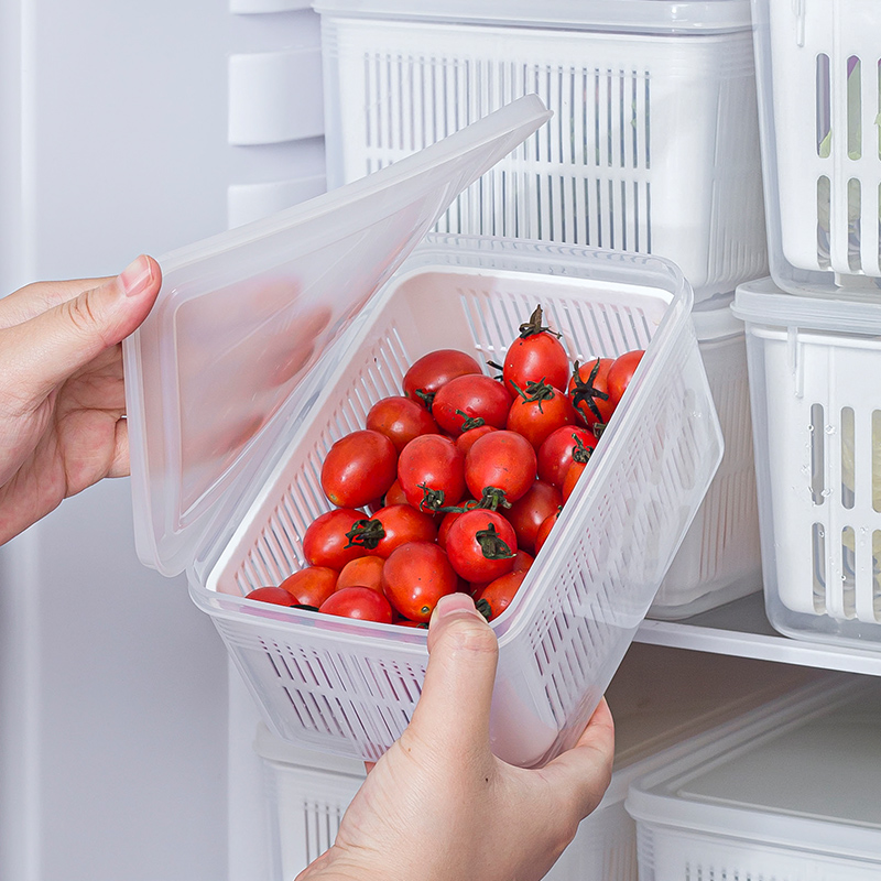日本冰箱沥水收纳盒蔬菜保鲜盒食品级冷冻专用葱姜蒜沙拉隔水备菜