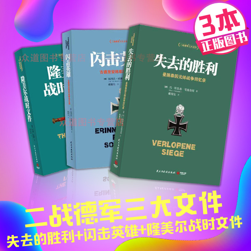 二战德军三大文件 失去的胜利+闪击英雄+隆美尔战时文件【全套3册】德军视角下亲历回顾珍贵反思 套装历史战争回忆录小说书籍 - 图3