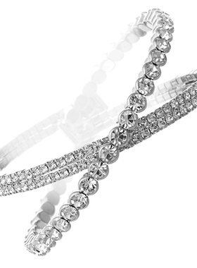 性感仿真水钻镶嵌交叉手链