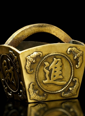 纯黄铜聚宝盆摆件铜斗工艺品乔迁新居装饰品送礼开业招财礼品中式