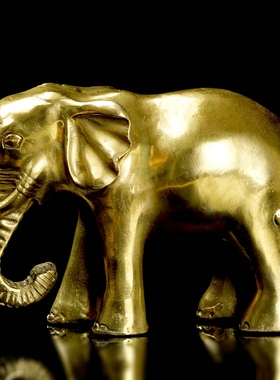 全铜办公室中式大象摆件一对