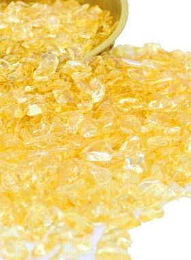 黄水晶碎石白水晶装聚宝盆装饰品