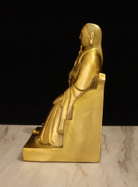 黄铜真武大帝祖师爷神像摆件中式