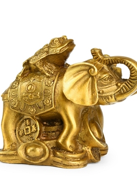 全铜象上金蟾摆件客厅家居工艺品