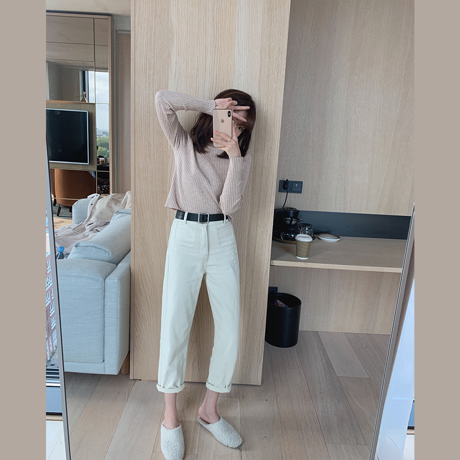 秋冬美丽奴羊毛打底百搭修身纯色长袖套头坑条针织衫 金蘑菇菇 秋冬美丽奴羊毛打底百搭修身纯色长袖套头坑条针织衫 金蘑菇菇