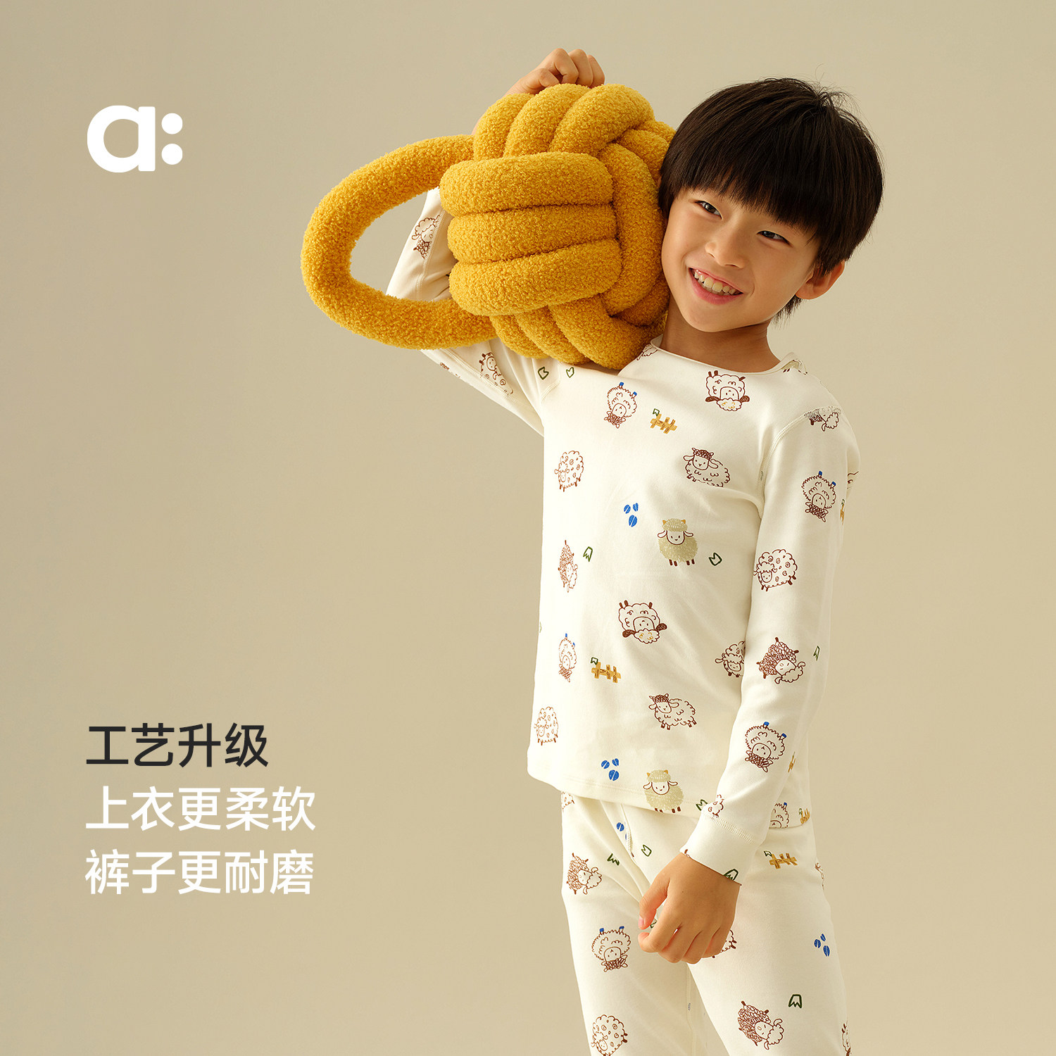 Allblu Youlan Cat Cotton Children's Pajamas Boys and Girls Autumn and Winter Class A Home Clothing Underwear Set