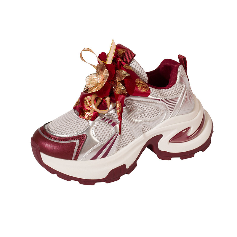 秀禾服婚鞋女2025新款厚底增高老爹鞋红色敬酒服新娘鞋不累脚单鞋,淘宝优惠券,粉丝福利购,淘宝优惠卷