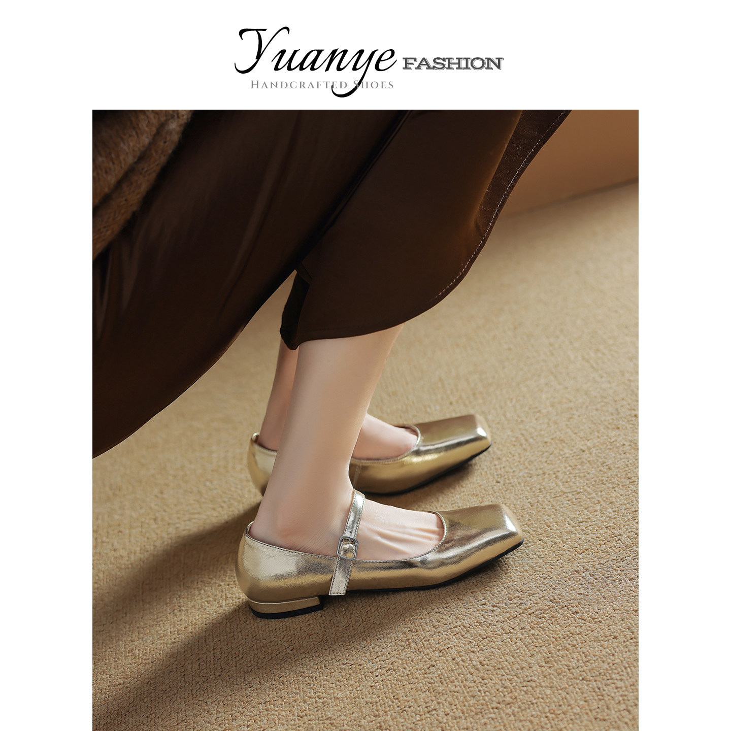 原野Yuanye●青石雨巷！真皮方头银色玛丽珍鞋一字带平底玛丽珍鞋,淘宝优惠券,粉丝福利购,淘宝优惠卷