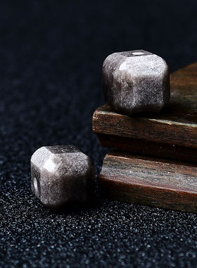 天然银曜石方糖散珠黑曜石方块diy串珠手链材料配件水晶隔珠方形