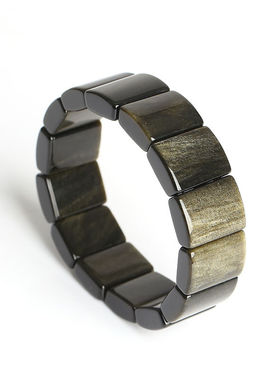 天然金曜石手牌手链男女款单圈手串饰品礼物