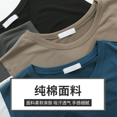 纯棉无袖t恤女妈妈吊带背心内搭坎肩打底外穿大码宽松运动上衣夏T - 图1