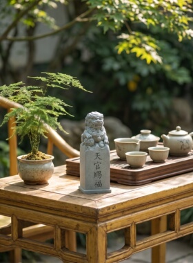 青砂石招财镇宅泰山石敢当石狮子摆件庭院家居客厅玄关装饰品
