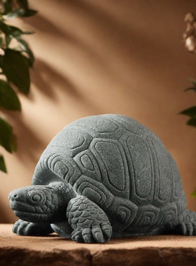 青砂石长寿龟茶宠摆件鱼缸造景家居园艺假山装饰茶宠桌摆件