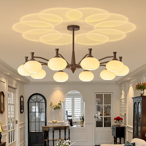 中古风客厅吊灯美式复古宋氏美学餐厅玻璃高级感卧室餐厅大厅主灯 - 图0