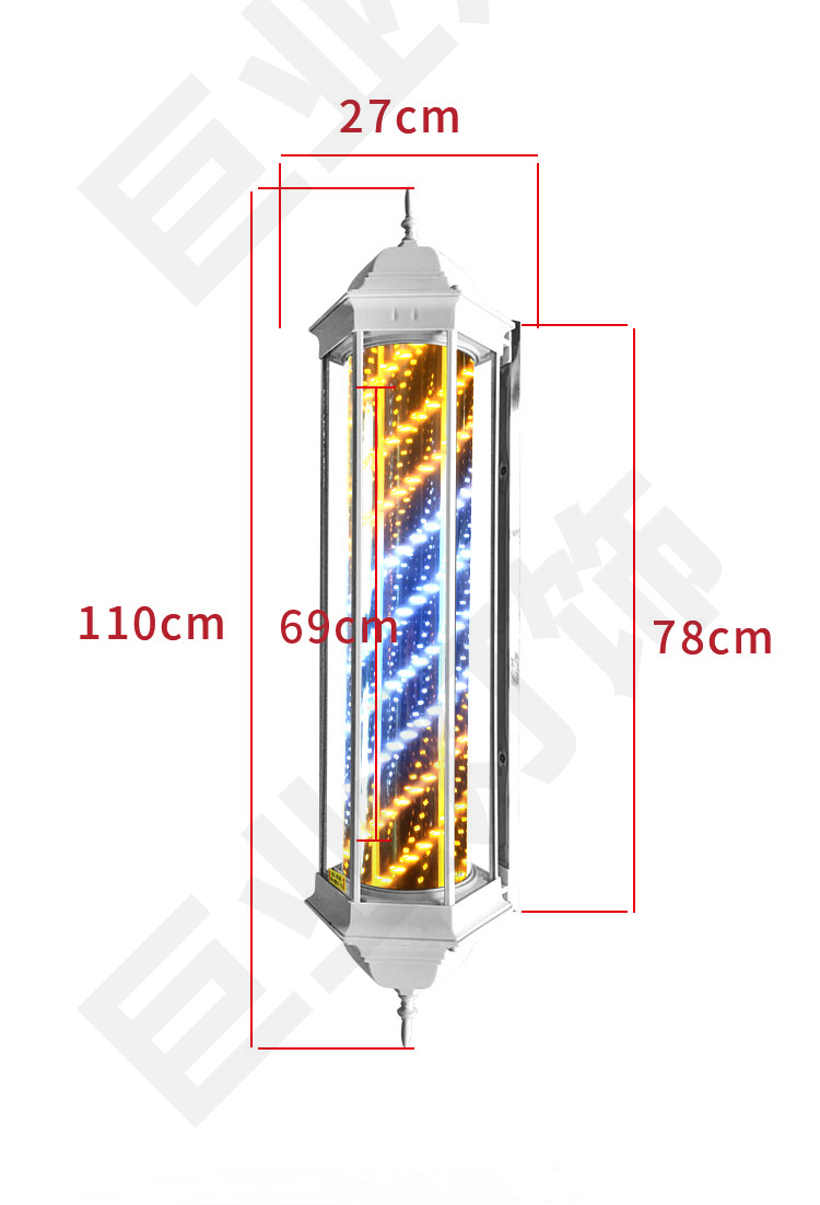 美发转灯理发店LED旋转加亮发廊户外复古简宫灯挂墙防水灯箱厂家-图2