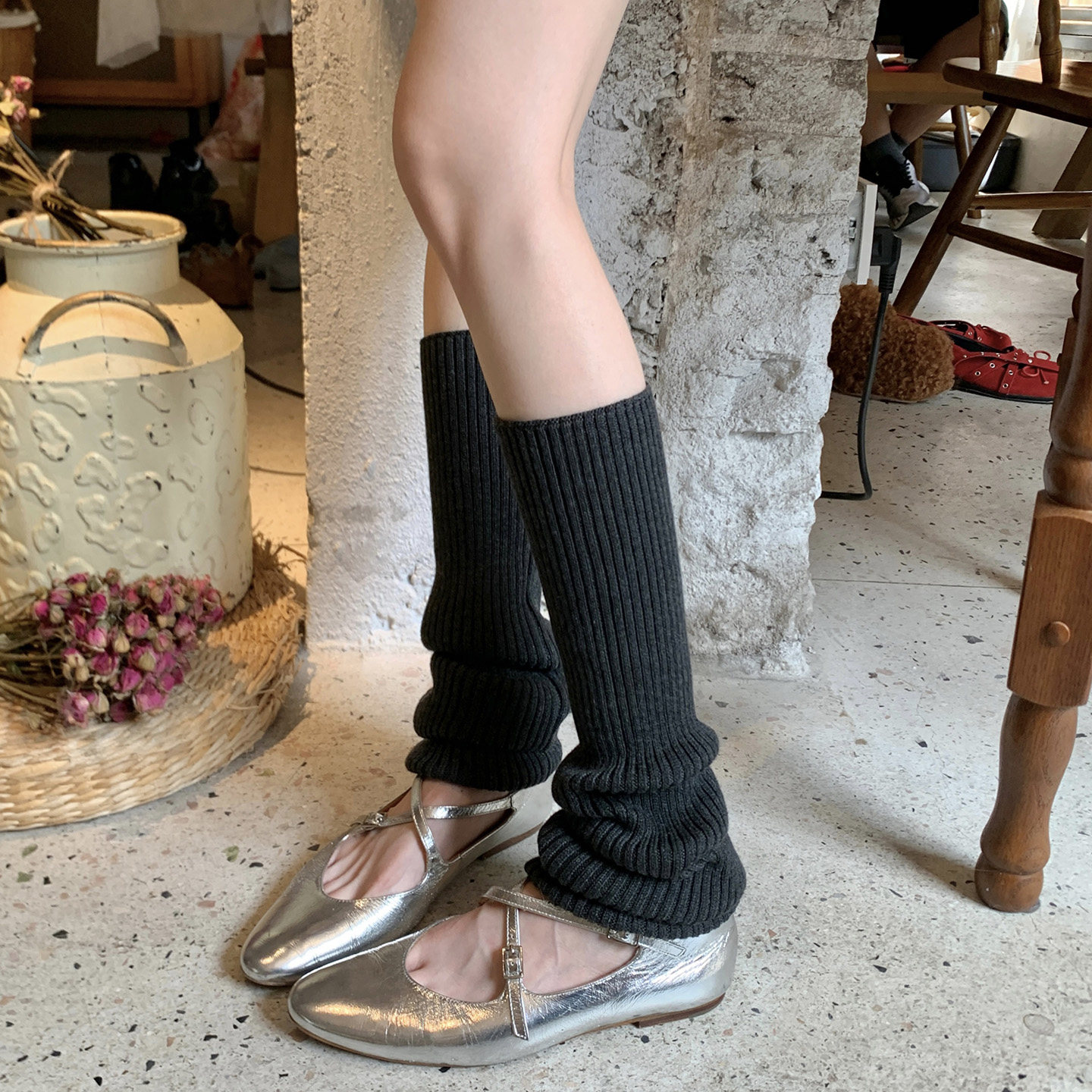 白色基础款羊毛袜套女秋韩系温柔竖坑条显瘦显腿长羊绒腿套堆堆袜,淘宝优惠券,粉丝福利购,淘宝优惠卷