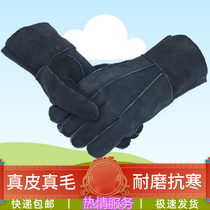 Goat Leather Gloves Fur Female Real Mens Northeast Anti-Chill Integrated Bike Plus Suede Anti-Slip Thickened Windproof Winter Warm