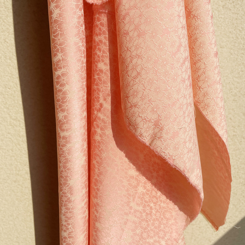 双色阳离子提花橙粉花双面暗纹提花马面裙古风汉服旗袍连衣裙布料,淘宝优惠券,粉丝福利购,淘宝优惠卷