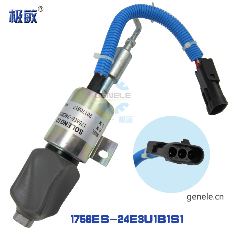 DC12/24V柴油发电机停机断油电磁阀铁1756ES-12/24E3U1B1S1熄火器 - 图1