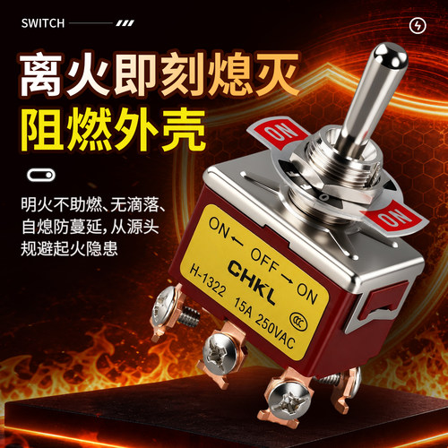 纽子钮子开关摇臂开关拨动扭子开关ETEN1021铜脚2档32A大电流银点 - 图2