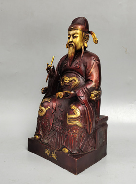 黄铜中式佛堂城隍爷神像摆件大号