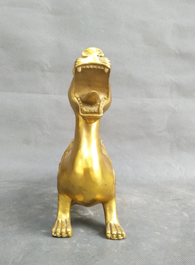 双头兽貔貅神兽黄铜招财客厅摆件