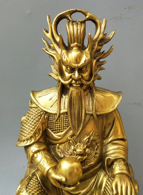 龙王爷菩萨坐像黄铜佛堂桌面摆件