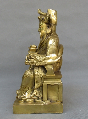 黄铜招财中式佛堂财神爷招财摆件