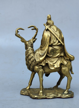 手持打神鞭姜太公钓鱼封神榜黄铜