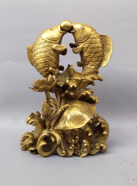 铜年年有余鱼鱼戏珠招财客厅摆件