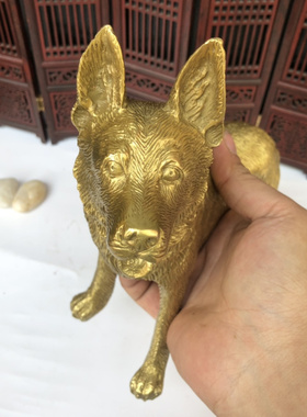 黄铜招财客厅旺财狗铜狼狗摆件