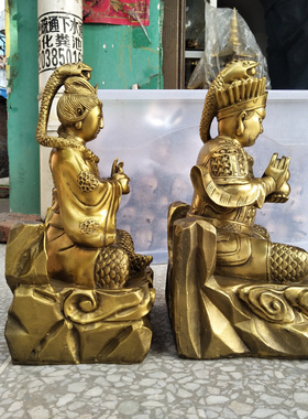 黄铜黄三胡三莽仙铜像中式摆件