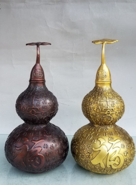 黄铜招财中式平安铜葫芦摆件风水