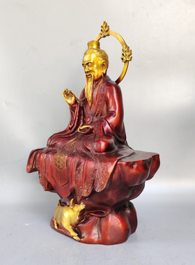 黄铜中式佛堂三清祖师大号摆件