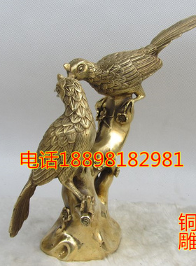 铜摆件小鸟一对喜上眉梢招财摆件