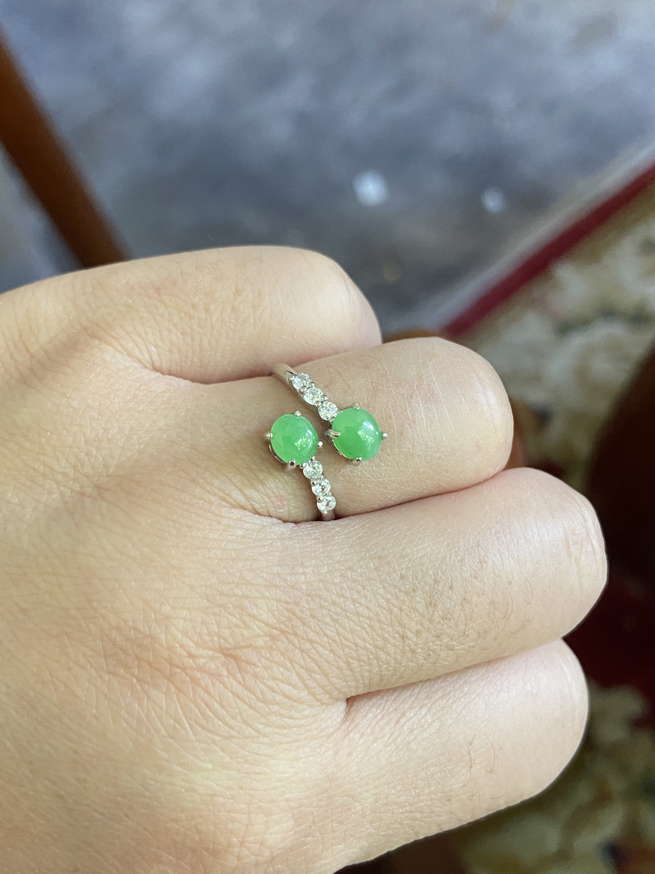 Silver inlaid Myanmar A genuine jadeite glass seed egg surface positive green ring certificate national inspection