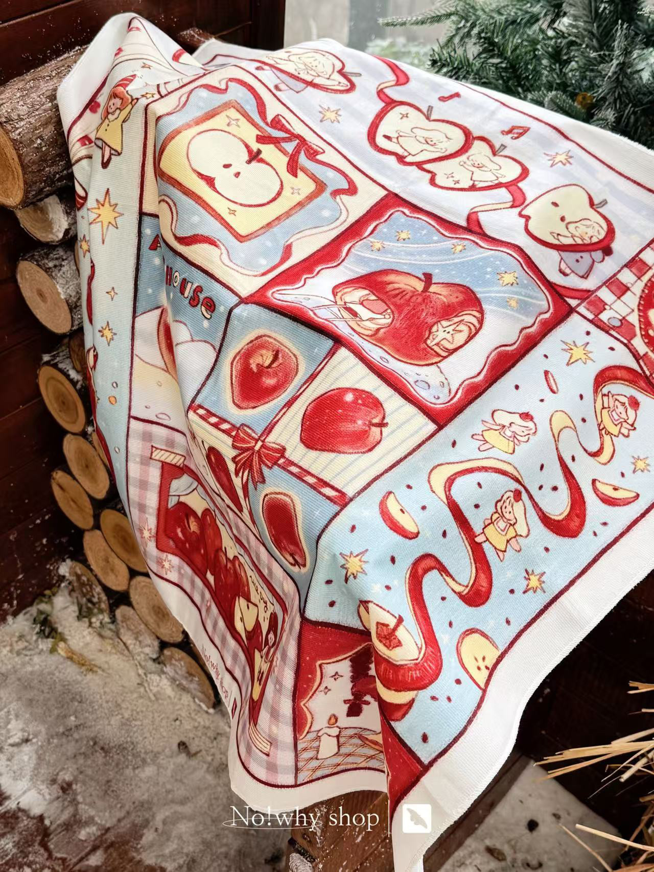 No!why shop·歪店×毛毛绿"苹果的想象"原创挂布背景布圣诞壁饰,淘宝优惠券,粉丝福利购,淘宝优惠卷