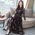 Váy dài tay hoa 2019 mùa thu mới phổ biến của phụ nữ thời trang eo thon trên váy dài đến đầu gối voan - váy đầm chân váy xòe váy đầm