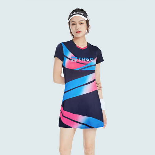 羽毛球服新款女短袖连衣裙速干团购运动吸湿排汗比赛定制网乒队服 - 图2