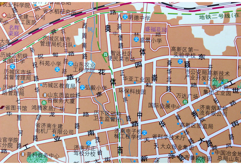 2020济南市地图挂图+山东省地图挂图 正反面印刷 挂绳精装高清印刷 1.4*1米 超全开地图 详细版 省会城市主城区