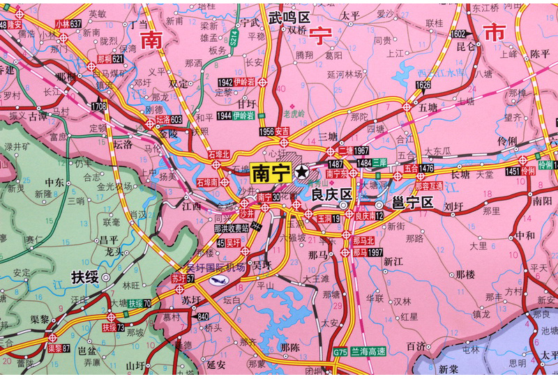 2022广西壮族自治区地图挂图仿红木挂杆挂绳版广西地图挂图全图1.4米*1米防水高清亚膜不反光地图标注到村庄小镇上档次挂杆定制版